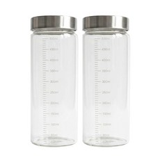 내열유리 눈금 보관용기 유리병, 2개, 500ml