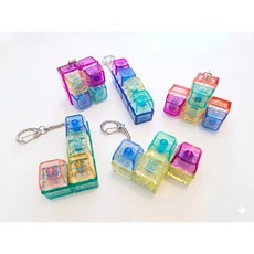 모이비 LED 키캡키링 딸깍이 4구 키보드, 투명 테트리스 랜덤 1+1, 1세트 투명 테트리스 랜덤 1+1, 1세트