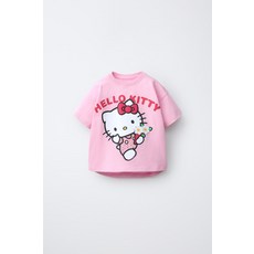 국내배송 자라 ZARA HELLO KITTY © SANRIO 프린트 티셔츠 - 로즈핑크 984038