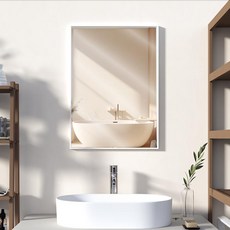 뷰티피크 사각 벽거울 화장대거울 욕실거울 강화안전유리, 화이트