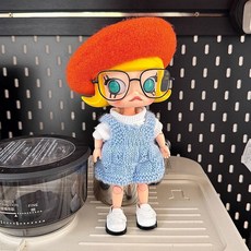 팝마트 몰리 지거 인형옷 인형 의류 피규어 20~22cm크기 BJD 인형 의상, 주황색 베레모 5피스 세트(모자+상의+치마+안경+신발)