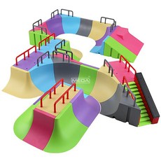 핑거보드판 플랫폼 세트 스케이트 장소 전문 DIY 트랙, 1개, 컬러 조합 스타일