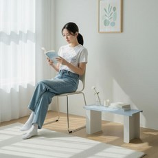 블랑 컬러핏 선반 스틸 미니멀 테이블, 블랙, 스카이블루 (YWH3054S-BS)