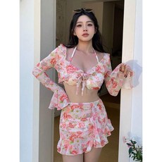 마리아라벨라 열렬한 핑크 화끈한 섹시 비키니 수영복 여자 수영복 세트 글래머 수영복 sexy bikini swim suit set 여름 비키니 수영복 floral 4pcs