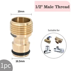 나사산 퀵 커넥터 어댑터 정원 관개 드립 구리 호스 피팅 급수 시스템 1/2 "3/4", 13 Male-1l2, 01 as the picute