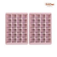 실리닷 실리콘 이유식 냉동용기 멀티 눈금큐브, 2개, 24구 핑크, 12ml
