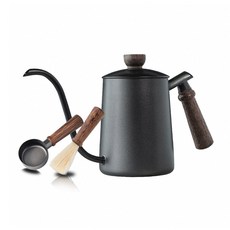 德川原木質感咖啡套組 官方直營, 手沖壺+豆匙+毛刷, 600ml, 1個