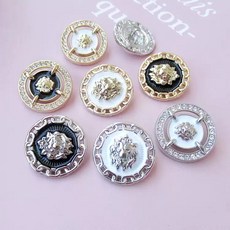 금속 메탈 단추 사자 빈티지 트위드 자켓 장식 버튼 레트로 코트, B