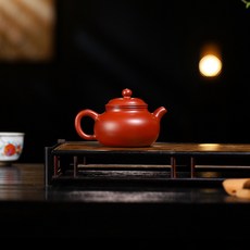 各平臺代髮宜興手工紫砂壺原礦大紅袍泥彎流容天壺家用泡茶壺, 1個, 彎流容天壺220毫升大紅袍泥