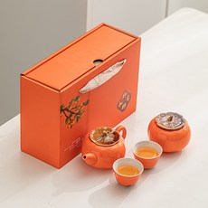 陶瓷茶具禮盒 柿柿如意 新年茶具, 事事如意套組（2杯裝）, 1個