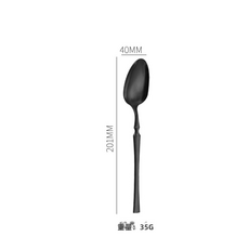 HYLSS 不鏽鋼薄款小蠻腰餐具西餐厅牛排刀叉勺歐式四, 1個, 黑色-咖啡勺:如图所示（2304）