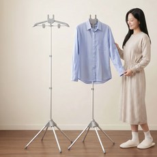 아모란나 스팀 다리미 스탠드 옷걸이 거치대 접이식 스탠딩 높이조절, 그레이, 1개