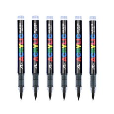 아크릴 붓펜 캘리그라피 마카펜 24색 소프트팁 컬러붓펜, 1개, 블랙 6 개