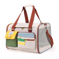 투명창 반려동물 이동 백팩 측면 오픈형 일상 외출용, 베이지색, 1개