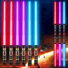 6팩 라이트업 세이버 3컬러 Fx사운드동작에 민감함가 있는 2In1 LED 듀얼 라이트 검 멀티플레이어 갤럭시 워 파이터 워리어 망원 핸들 크리스마스 선물 키즈 파티