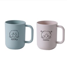 高顏值漱口杯情侶刷牙杯，一對套裝，簡約家用學生卡通漱口杯, 霧藍（藍色）+ 素顏粉（女孩）【兩個裝】, 1個