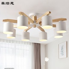 【華燈惠】北歐客廳吊燈臥室書房實木質餐廳燈簡約現代大氣家用燈具, 3燈白