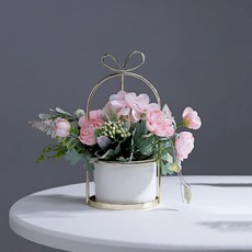 토리샵 가드닝 럭셔리 디자인 라넌큘러스 조화 화분 핑크, 1개