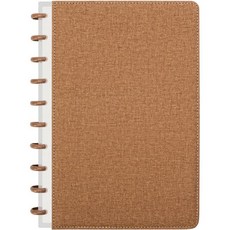 모사 베어 디스크바운드 노트북 스파이럴 저널 분리 가능한 페이지 180 와이드 줄 노트 디스크 플래너 6개 바인더 디바이더 포함 업무 회의 학교용, Brown, B5