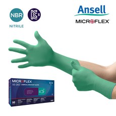안셀 일회용 내화학장갑마이크로플렉스 93-260 50매 니트릴 네오프렌, 50개입, 녹색