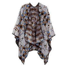 EXCHIC 여성용 레트로 숄 랩 오픈 프론트 판초 케이프 가디건 가을 겨울용 커피. 단일 사이즈 142166, 4-그레이