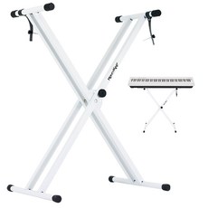 마이티킹 원터치 더블X 키보드스탠드 건반스탠드, 화이트, 1개