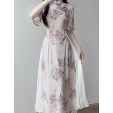 旗袍2026新款高端修身改良連衣裙 新中式少女夏季宴會禮服 氣質長裙 傳統服飾