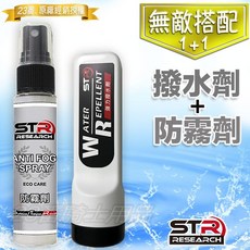 STR PROWASH 防霧劑 撥水劑 組合 舒亦淨隱形雨刷 安全帽鏡片清潔亮光組, 1個, 防霧劑＋撥水劑雙組合
