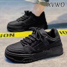 XVWO 남성 트렌디 캐주얼 스니커즈 단색 로우탑 운동화
