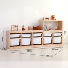 兒童書架 置物架 繪本架 大容量二合一組合儲物櫃 實木玩具收納櫃, 抽屜式三排三層 玩具櫃雙排三層
