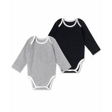 무신사 스탠다드 MUSINSA STANDARD KIDS 베이비 링거 바디수트 2팩 [블랙/멜란지 그레이] MKDUT0Z04-45 418570