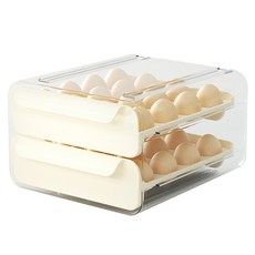 유포유 서랍형 더블 레이어 계란 트레이 32구 A1115, 크림 화이트, 1개