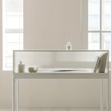 우드레이 밀키 주방 아일랜드 유리 파티션 1200, 화이트