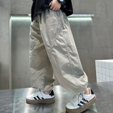 賣場優選童裝 兒童防蚊褲 夏季美式卡其色工裝牛仔褲男女直筒寬鬆多口袋複古vibe褲子