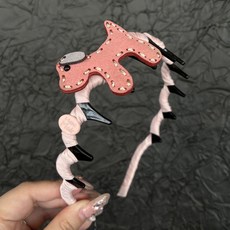 實拍！ 韓系小狗發箍蓬鬆頭髮帶齒防滑頭箍女整理碎發洗臉髮卡頭飾, 1個, 粉色小狗發箍