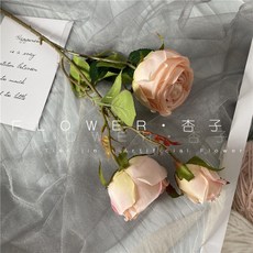 Ins風假花 仿真花 玫瑰花 花藝擺件 擺設客廳 餐桌上檔次 拍攝道具野餐xp, 1個, 【皇妃玫瑰】1支粉色