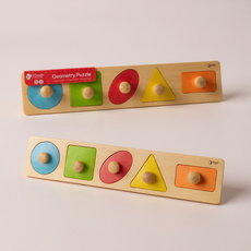 [클래식월드] 롱지오메트리퍼즐 원목퍼즐 꼭지퍼즐 교구 완구, 1개