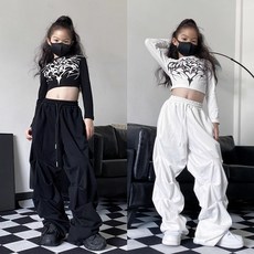 兔巴叮童裝 女童長袖長褲潮酷街舞運動套裝 兒童嘻哈爵士舞表演服 練功服