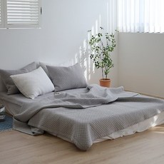 슬립앤베딩 순면 60수 피그먼트 이불 겸 패드 사계절 위싱 스프레드, 그레이