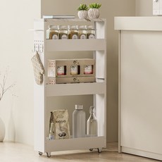 홈비 13cm 틈새 모던 철제 튼튼한 이동식선반 트롤리, 화이트, 4단