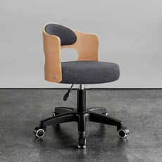 원형 회전의자 원목 보조 등받이 바퀴달린 의자 진료 진찰 회전식, H. 나일론 발받침 진회색 면-린넨 혼방 소재 높이 조