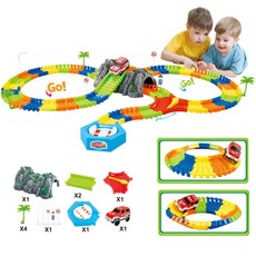 XY外貿恐龍電動軌道車DIY多變拚裝拚插塑電動LED夜光兒童軌道過山車, 248電動軌道車, 1個