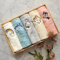 어메니티타올 캐릭터 자수 무형광 고리수건 40수 코마사 70g 세트, 러블리(이름자수X), 5개