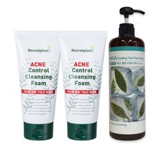 시크릿플랜트 티트리 여드름 클렌징 폼 2개입 +메가 쿨링 티트리 토너(트러블 진정케어 SET), 1세트