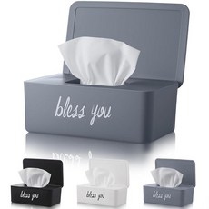 Patelai Bless You 물티슈 디스펜서 홀더 성인용 장식용 용기 뚜껑 포함 화장지 보관 리필 가능한 상자 미끄럼 방지 케이스 욕실 홈 오피스 자동차용 (그레, 회색