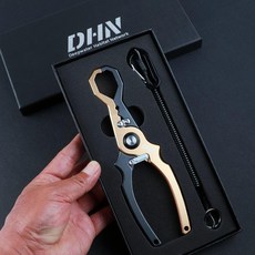 DHN 路亞鉗 釣魚剪 二合一, 1個, 手持控魚器剪鉗-金/灰【配失手繩】, 金/灰