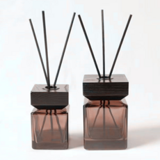 고급 블랙 빅 우드캡 디퓨저 용기 (속캡 + 우드캡 + 스틱 포함), 1개, 100ml