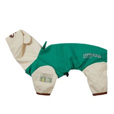 艾爾發寵物 UNMIXED 拼色系列 寵物四腳雨衣 6種尺寸, 綠+米白,S, 1個
