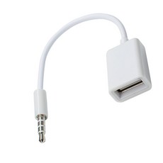 스테레오 소스를 연결하는 차량 사운드 음악 재생에 적합한 범용 3.5mm USB-AUX 컨버터 연결 코드, White