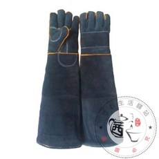 台灣寄出 加長加厚牛皮寵物防咬手套 貓蜥蜴防抓咬 狗蛇防咬 加長安全防護 防藏獒咬, 黑色, 1個